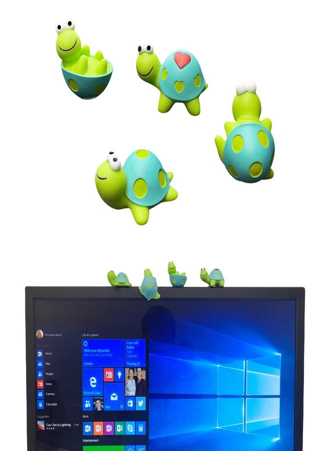 Fsocpen 4 Pcs Funny Resin Turtle Decor, 3D Creative Craft Animal Turtle Figurine, Adorable Office Desk Toy, Great for Computer Monitor Desk Decoration - Image 1